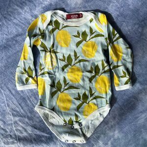 Milkbarn Lemons Organic Cotton Long Sleeve Bodysuit 3-6 months